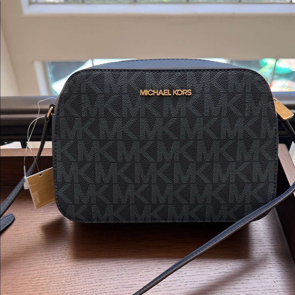 Michael Kors Black Logo Crossbody Bag. New